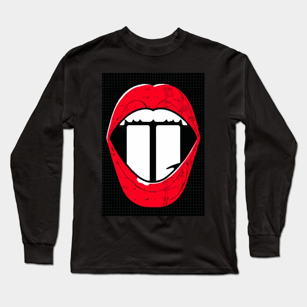 Red Lips White Tooth Long Sleeve T-Shirt by maxcode